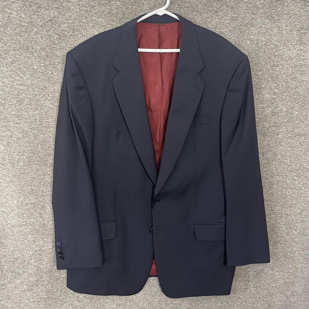 Vitale Canonico‎ Suit Jacket Mens 48 Blue Wool Super 110s Italian Notch Lapel